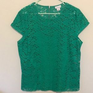 Pretty green lace top with cami underneath. Size L